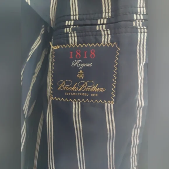 Brooks Brothers 1818 Regent Classic Blazer Jacket Wool Navy Blue 42R Preppy